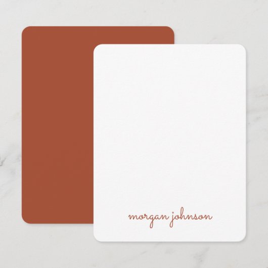 トレンディーモノグラム |燃えたオレンジスクリプト名 ノートカード (正面/裏面)