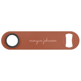 トレンディーモノグラム |燃えたオレンジ+赤面スクリプト名 スピード栓抜き