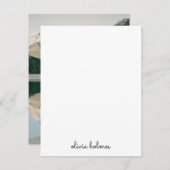 トレンディーモノグラム | 黒のモダンスクリプト名の写真 ノートカード (正面/裏面)