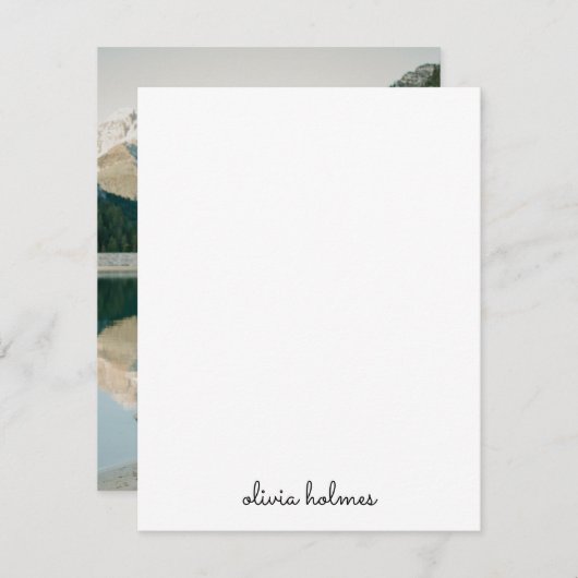 トレンディーモノグラム | 黒のモダンスクリプト名の写真 ノートカード (正面/裏面)