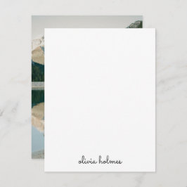 トレンディーモノグラム | 黒のモダンスクリプト名の写真 ノートカード