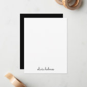 トレンディーモノグラム |黒モダンいスクリプト名 ノートカード (正面/裏面インサイチュ)