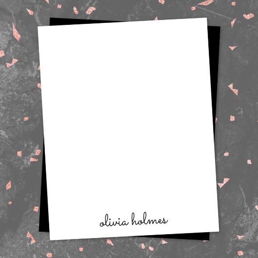 トレンディーモノグラム |黒モダンいスクリプト名 ノートカード