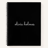 トレンディーモノグラム |黒モダンいスクリプト名 ノートブック (正面)