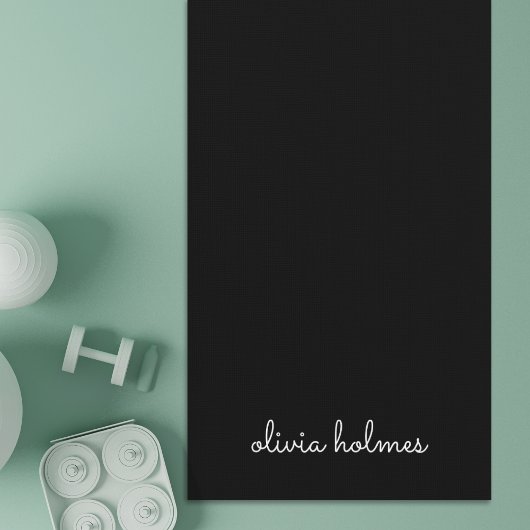 トレンディーモノグラム |黒モダンいスクリプト名 ヨガマット