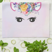 トレンディーユニコーンとフローラクラウン&蝶 キッチンタオル (折り畳み)