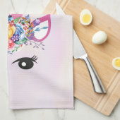 トレンディーユニコーンとフローラクラウン&蝶 キッチンタオル (四つ折り)