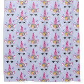 トレンディーユニコーンとフローラクラウン&蝶 シャワーカーテン (正面)