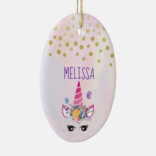 トレンディーユニコーンとフローラクラウン&蝶 セラミックオーナメント (右)