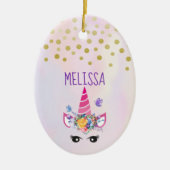 トレンディーユニコーンとフローラクラウン&蝶 セラミックオーナメント (正面)