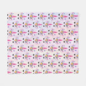 トレンディーユニコーンとフローラクラウン&蝶 フリースブランケット (正面(横))