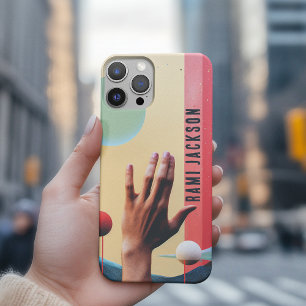 トレンディーユニークカラフル抽象芸術モノグラム名 iPhone 13 PRO MAXケース