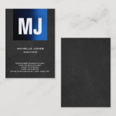 トレンディーユニークグレイ青プロフェッショナルモノグラム 名刺 (正面/裏面)