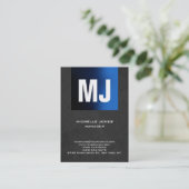 トレンディーユニークグレイ青プロフェッショナルモノグラム 名刺 (スタンド正面)