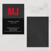 トレンディーユニークグレイ黒赤モノグラム 名刺 (正面/裏面)