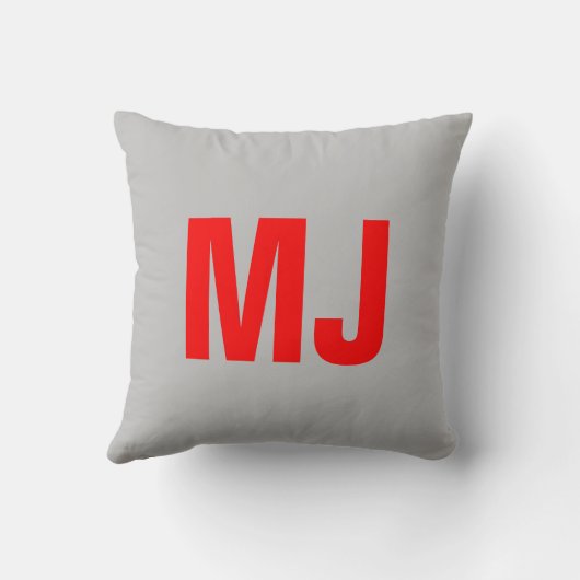 トレンディーユニークグレー赤モノグラはっきりしたム名イニシャル クッション (裏面)