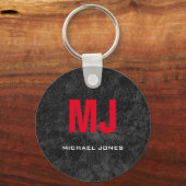 トレンディーユニークグレー赤モノグラムあなたの名前 キーホルダー (裏面)