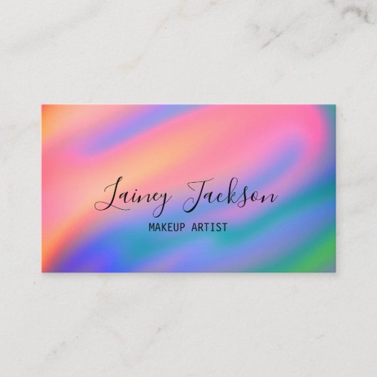 トレンディーユニークネオンピンクブルー抽象芸術波 名刺 (正面)