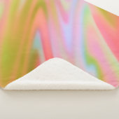 トレンディーユニークピンクブルーグリーン抽象芸術波 シェルパブランケット (3/4)