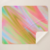 トレンディーユニークピンクブルーグリーン抽象芸術波 シェルパブランケット (正面(横))