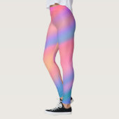 トレンディーユニークピンクブルーグリーン抽象芸術波 レギンス (左)
