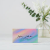 トレンディーユニークピンクブルー抽象芸術波 名刺 (スタンド正面)