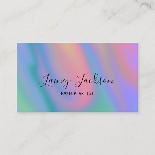 トレンディーユニークピンクブルー抽象芸術紫色の波 名刺 (正面)
