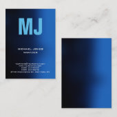 トレンディーユニークブルー縦巨大モノグラム 名刺 (正面/裏面)