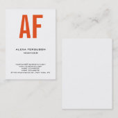 トレンディーユニークプレーンシンプルオレンジホワイトモノグラム 名刺 (正面/裏面)