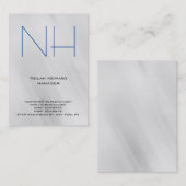 トレンディーユニークプレーンシンプルグレイ・ブルー・モノグラム 名刺 (正面/裏面)