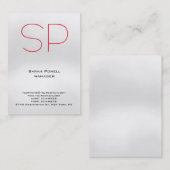 トレンディーユニークプレーンシンプルグレー赤モノグラム 名刺 (正面/裏面)