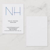 トレンディーユニークプレーンシンプルブルーホワイトモノグラム 名刺 (正面/裏面)