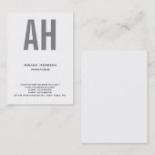 トレンディーユニークプレーンシンプルホワイトグレーモノグラム 名刺 (正面/裏面)