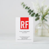 トレンディーユニークプレーンシンプルホワイトモノグラム 名刺 (スタンド正面)