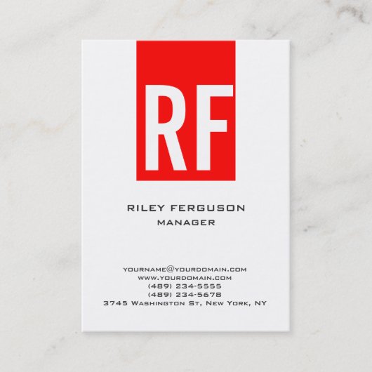 トレンディーユニークプレーンシンプルホワイトモノグラム 名刺 (正面)