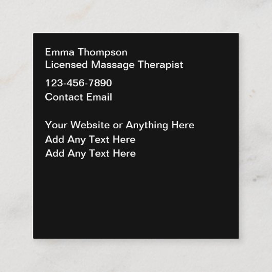 トレンディーユニークマッサージセラピスト名刺 スクエア名刺 (裏面)