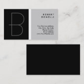 トレンディーユニークモノグラムブラックグレービジネスカード 名刺 (正面/裏面)