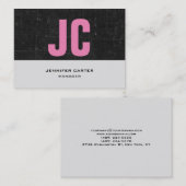 トレンディーユニーク水平ピンクブラックグレーモノグラム 名刺 (正面/裏面)