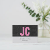 トレンディーユニーク水平ピンクブラックグレーモノグラム 名刺 (スタンド正面)