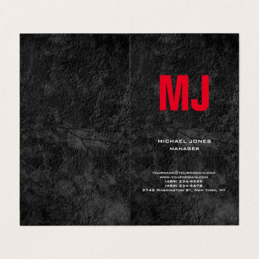 トレンディーユニーク灰色の縦巨大な赤モノグラム 名刺 (外部フラット)