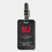 トレンディーユニーク灰色の縦赤モノグラム ラゲッジタグ (正面縦)