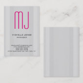 トレンディーユニーク灰色ピンクプロフェッショナルモノグラム 名刺 (正面/裏面)