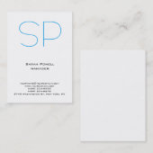 トレンディーユニーク白シンプル青モノグラム 名刺 (正面/裏面)