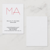 トレンディーユニーク白プロフェッショナル赤モノグラム 名刺 (正面/裏面)