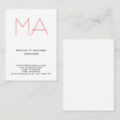 トレンディーユニーク白プロフェッショナル赤モノグラム 名刺 (正面/裏面)