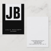 トレンディーユニーク白黒縦巨大モノグラム 名刺 (正面/裏面)