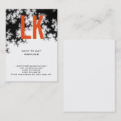 トレンディーユニーク花柄オレンジホワイトモノグラム 名刺 (正面/裏面)