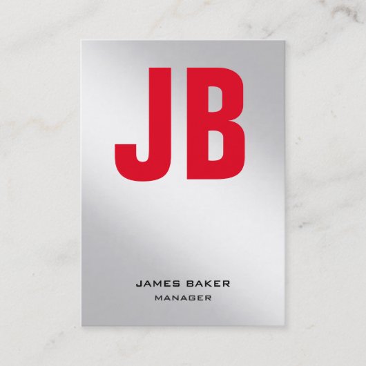 トレンディーユニーク金銀赤色プレーンモノグラム 名刺 (正面)