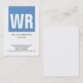 トレンディーユニーク青白の縦巨大モノグラム 名刺 (正面/裏面)