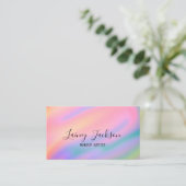 トレンディーユニーク鮮やかなピンクブルー抽象芸術波 名刺 (スタンド正面)